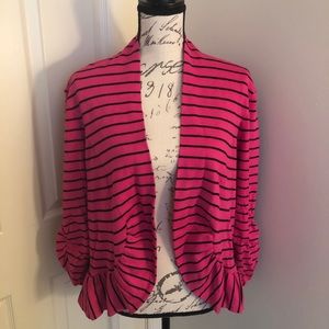 3/4 ruched sleeve cardigan sweater